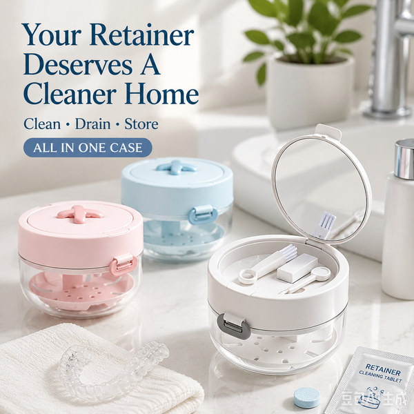Portable 3-in-1 Retainer Cleaner Case