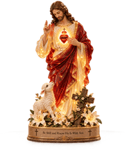 Jesus & Lamb Lighted Sea Glass Statue thumbnail 6