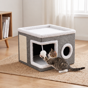 Modern Foldable Cat House with Double-Sided All-Season Cushion & Hanging Toys thumbnail 1