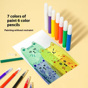Rainbow Scratch Painting Kit with Paints Pens Scraper thumbnail 4