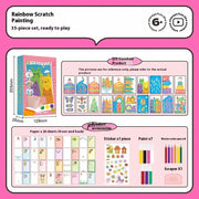 Rainbow Scratch Painting Kit with Paints Pens Scraper thumbnail 5