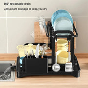 2 Tier Dish Bowl Drainer Storage Rack Kitchen Dish Drying Rack with Drain Basket Countertop Dinnerware Organizer Drainboard thumbnail 3