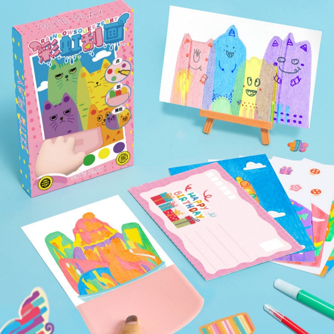 Rainbow Scratch Painting Kit with Paints Pens Scraper