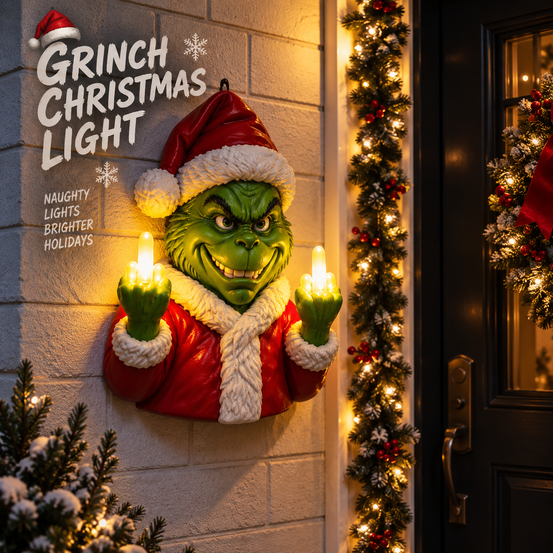 3D-Mischievous Christmas LED Middle Finger Wall Light – Funny Holiday Decor