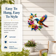 Hummingbird Bloom Metal Wall Art thumbnail 3