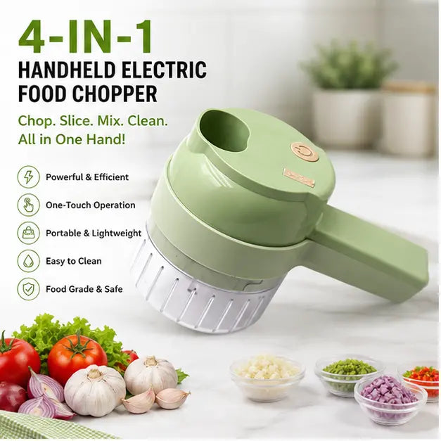 4-in-1 Handheld Electric Food Chopper & Slicer