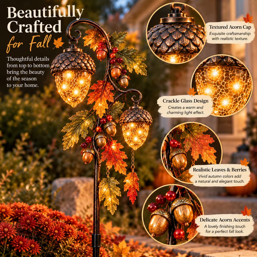 Autumn Acorn Glow™ – Solar Double Acorn Garden Stake Light