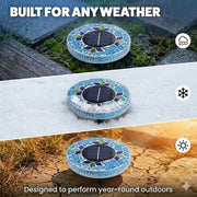 Mosaic Solar Disk Lights, Waterproof LED Outdoor In‑Ground Tabletop Lighting thumbnail 6