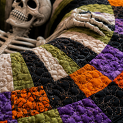 🎃 3D Optical Illusion Skeleton Vortex Quilted Round Halloween Rug thumbnail 3