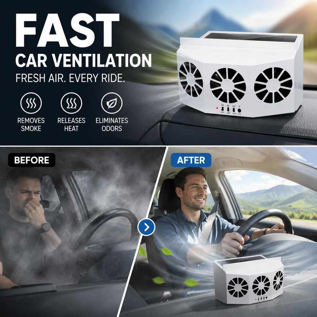 The New Solar Car Cooling Artifact [air circulation exhaust fan]