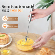 Stainless Steel Hand-Push Rotary Whisk Food-Grade Rust-Resistant Kitchen Utensil thumbnail 4