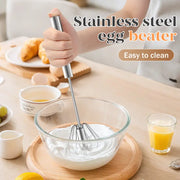 Stainless Steel Hand-Push Rotary Whisk Food-Grade Rust-Resistant Kitchen Utensil thumbnail 1