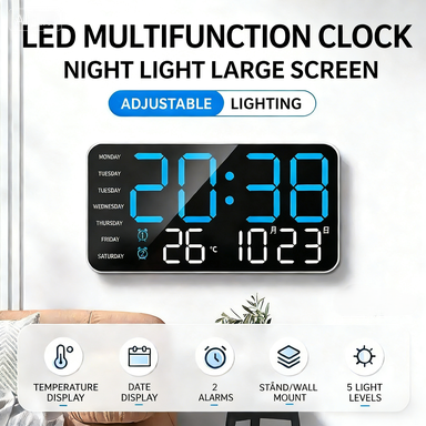 Multifunctional decorative LED digital wall clock, the limitless digital clock for the modern Norwegian home