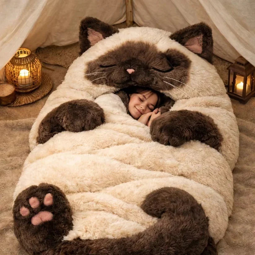 Fluffy cat sleeping bag– Soft, Warm & Purrfectly Cozy