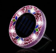 Mosaic Solar Disk Lights, Waterproof LED Outdoor In‑Ground Tabletop Lighting thumbnail 8