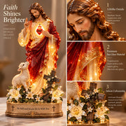 Jesus & Lamb Lighted Sea Glass Statue thumbnail 3