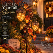 Autumn Acorn Glow™ – Solar Double Acorn Garden Stake Light thumbnail 4