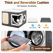 Modern Foldable Cat House with Double-Sided All-Season Cushion & Hanging Toys thumbnail 7