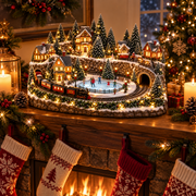 Animated Holiday Train & Ice Rink Scene thumbnail 2