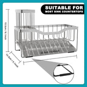 Sponge Holder for Kitchen Sink with Auto Draining Tray,Kitchen Sink Caddy Organizer with Rag Holder, Rustproof 304 Stainless Steel Kitchen Organizers thumbnail 7