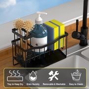 Sponge Holder for Kitchen Sink with Auto Draining Tray,Kitchen Sink Caddy Organizer with Rag Holder, Rustproof 304 Stainless Steel Kitchen Organizers thumbnail 2