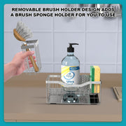 Sponge Holder for Kitchen Sink with Auto Draining Tray,Kitchen Sink Caddy Organizer with Rag Holder, Rustproof 304 Stainless Steel Kitchen Organizers thumbnail 6