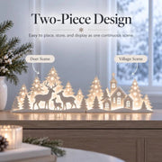 Illuminated Christmas Decorations For The Window – Reindeer & Village thumbnail 3
