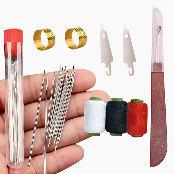 34PCS Big Eye Steel Needles Set