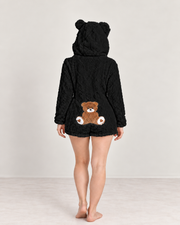 Women's Cute Teddy Bear Embroidered Hooded Fleece Sweatshirt thumbnail 16