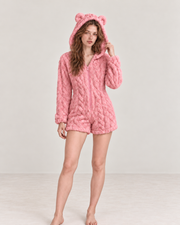 Women's Cute Teddy Bear Embroidered Hooded Fleece Sweatshirt thumbnail 12
