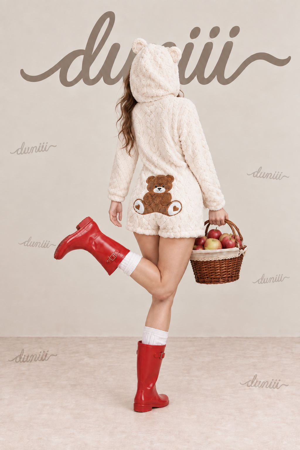 Women's Cute Teddy Bear Embroidered Hooded Fleece Sweatshirt, Casual Comfortable Fashion Design, Perfect Gift for Her, Daily Wear