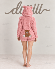 Women's Cute Teddy Bear Embroidered Hooded Fleece Sweatshirt, Casual Comfortable Fashion Design, Perfect Gift for Her, Daily Wear thumbnail 14