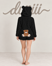 Women's Cute Teddy Bear Embroidered Hooded Fleece Sweatshirt, Casual Comfortable Fashion Design, Perfect Gift for Her, Daily Wear thumbnail 17