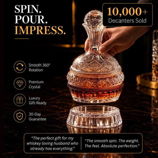 Crystal Spinning Decanter and Base