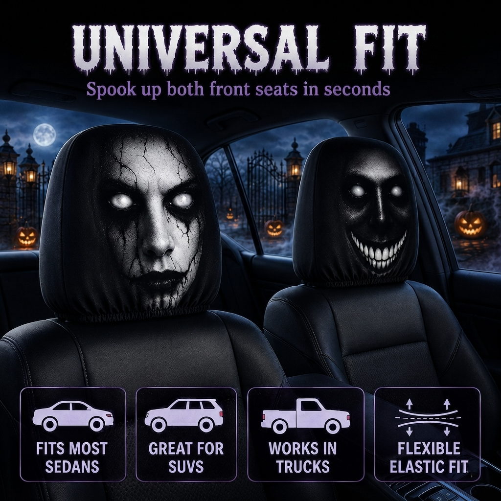 👻 Glowing-Eye Ghost Car Headrest Covers