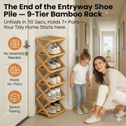 Premium 9-Tier Bamboo Storage Rack – No Assembly Required thumbnail 1
