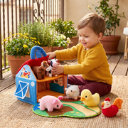 Farm Animal Plush Playset – Interactive Learning Toy with Portable Playhouse thumbnail 1