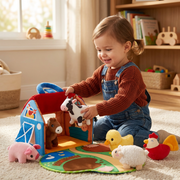 Farm Animal Plush Playset – Interactive Learning Toy with Portable Playhouse thumbnail 2