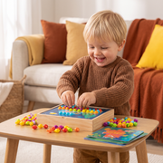 4-in-1 Montessori Wooden Sensory Travel Board with Gears & Colorful Pegs thumbnail 1