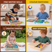 4-in-1 Montessori Wooden Sensory Travel Board with Gears & Colorful Pegs thumbnail 5
