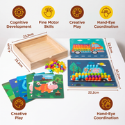 4-in-1 Montessori Wooden Sensory Travel Board with Gears & Colorful Pegs thumbnail 6