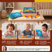 4-in-1 Montessori Wooden Sensory Travel Board with Gears & Colorful Pegs thumbnail 4