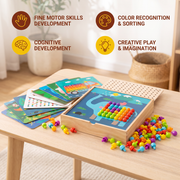 4-in-1 Montessori Wooden Sensory Travel Board with Gears & Colorful Pegs thumbnail 3
