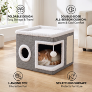 Modern Foldable Cat House with Double-Sided All-Season Cushion & Hanging Toys thumbnail 3