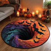 🎃 3D Optical Illusion Skeleton Vortex Quilted Round Halloween Rug thumbnail 5