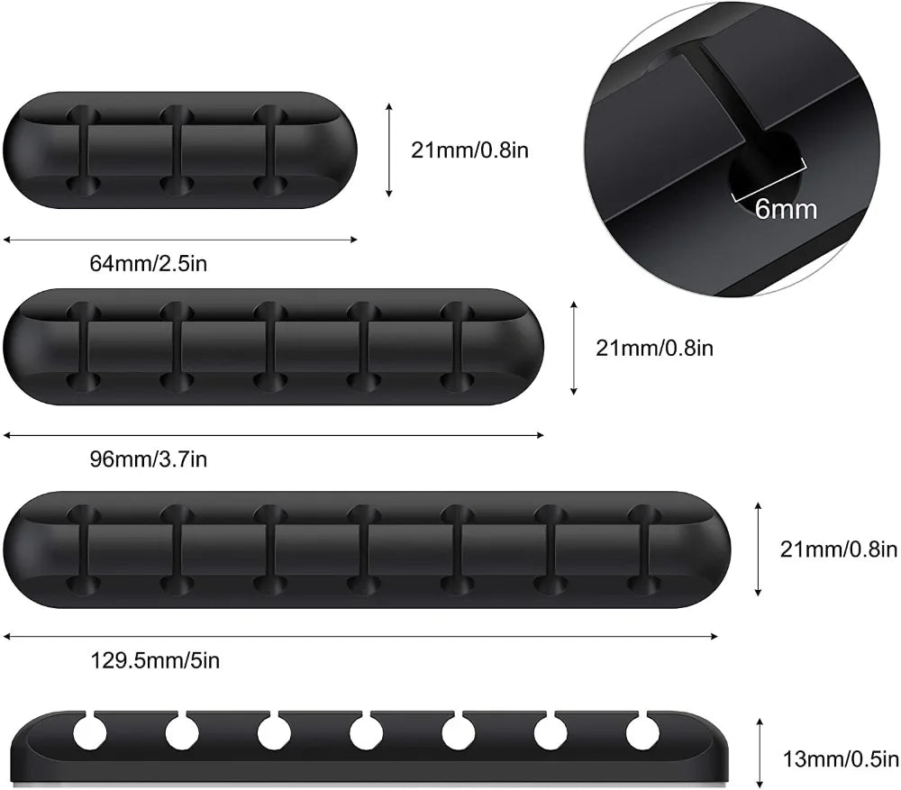 3/5/7 Holes Cable Holder Silicone Flexible Cable Winder Wire Organizer Holder Cord Management Clip for USB Earphone Network