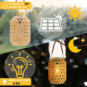 Outdoor Hanging Rattan Solar Lantern thumbnail 2