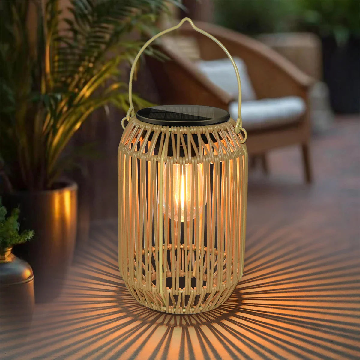 Solar Woven Boho Lantern
