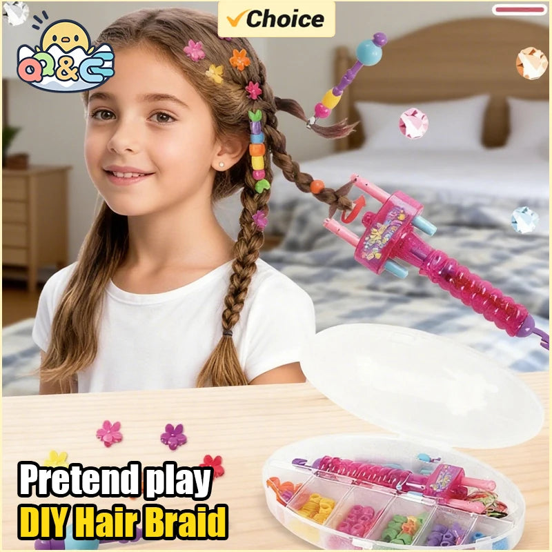 DIY Hair Braiding Machine Girls' Manual Hair Styling Decoration Toys Girls Hair Styling Tool with Reusable Bead Gifts for Girls