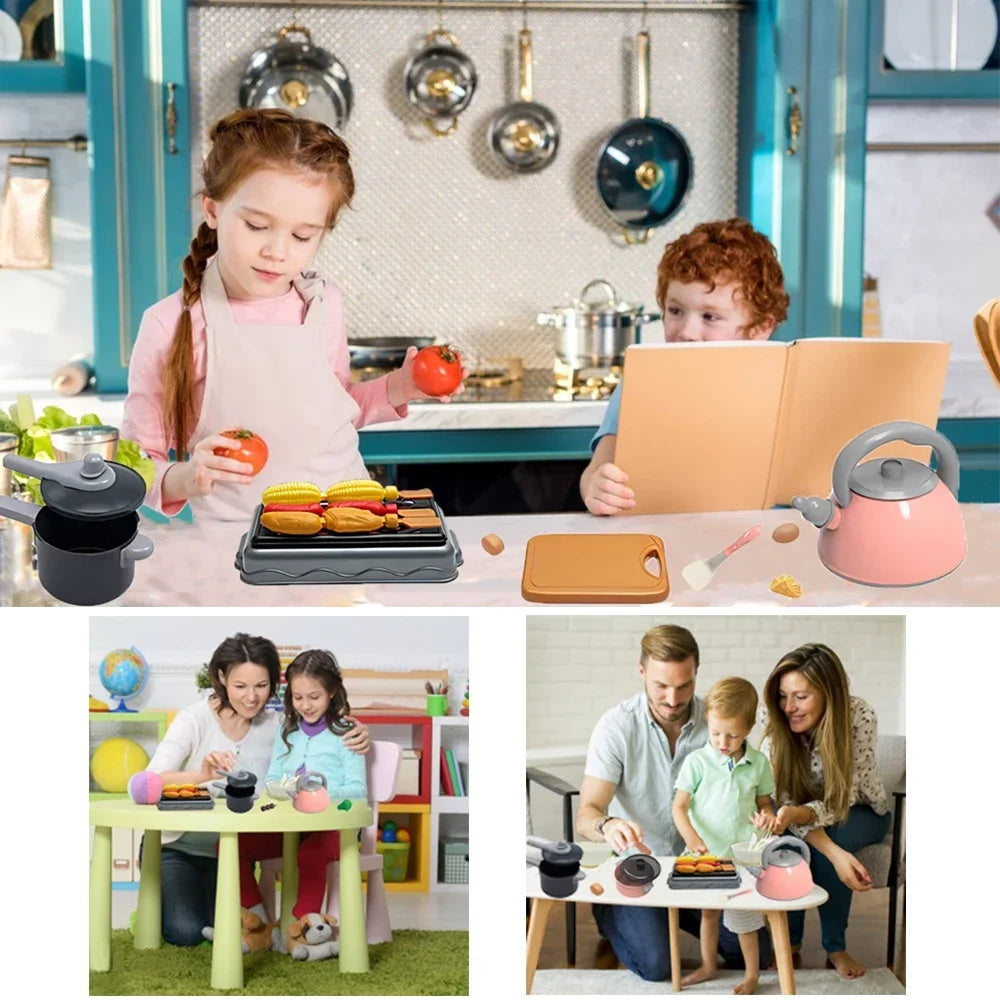 Kids Kitchen Toys Set 92 PCS Play Kitchen Accessories Kit with Play Pots Pretend Food Cooking Toy Toddler Girls Boy Gift